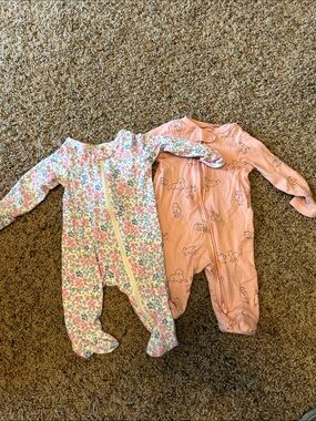 Baby Girls Floral and Pink Sleep Nappers - 2-Pack One-Piece Pajamas